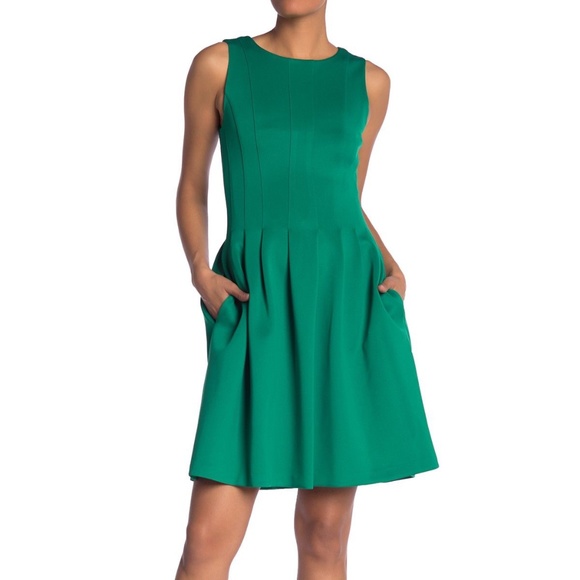 Calvin Klein Scuba Fit & Flare Pleated Dress - Picture 3 of 4